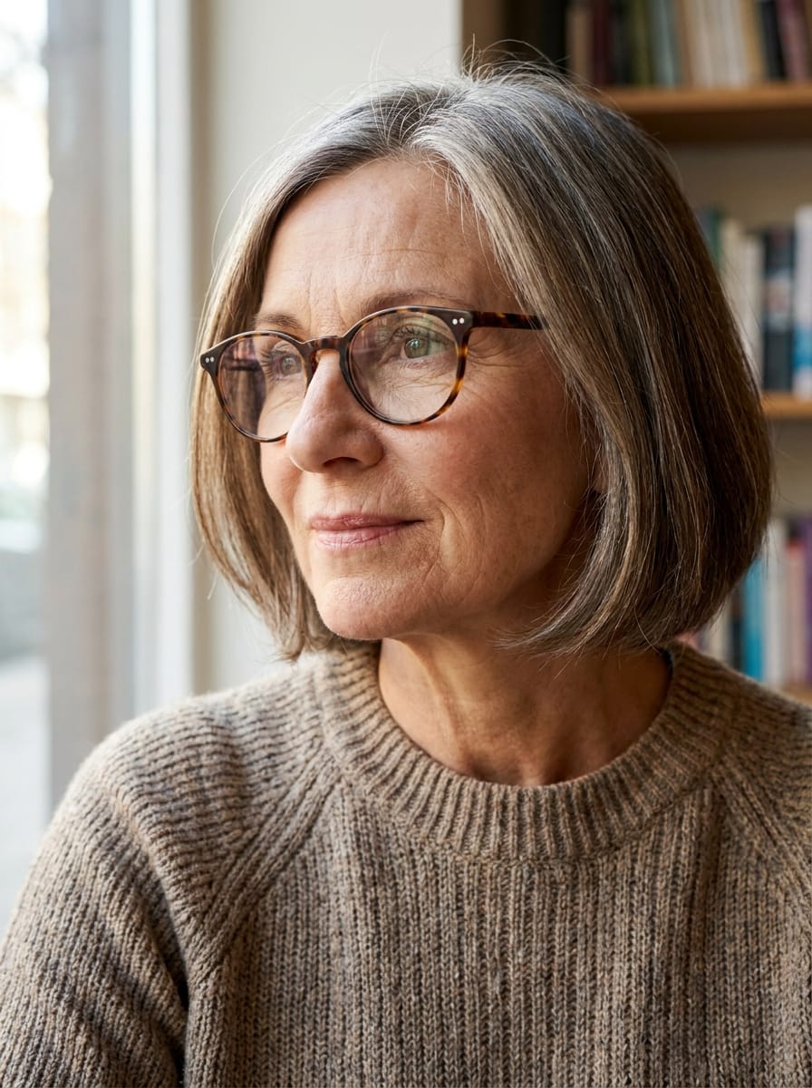 Klassischer Bob mit Brille - Frisur ab 60 mit Brille